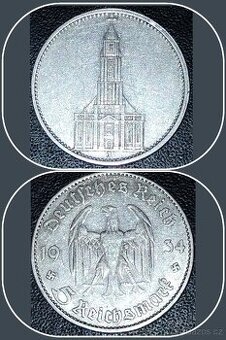 Mince stříbrná 5M, Německá říše 1934