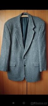 Pánské tmavé kostkované sako
