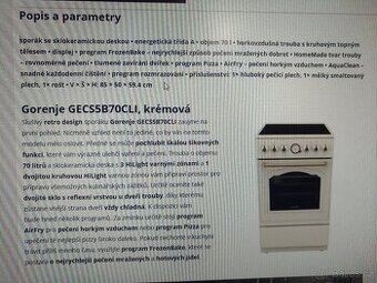 Sklokeramický sporák Gorenje GECS5B70CLI