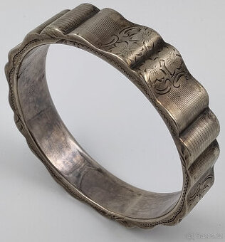 Starý stříbrný kruhový náramek 33,64g - Vzácnost 