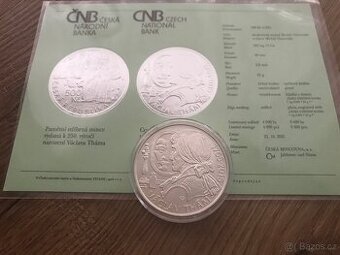 Stříbrná mince ČNB 500 Kč - Václav Thám, provedení STANDARD