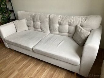 Pohovka sametová, bílá/béžová