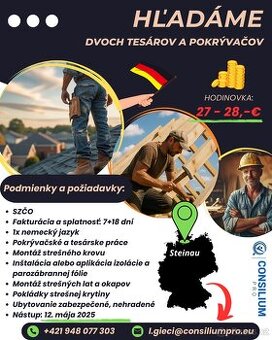 Hľadáme dvoch tesárov/pokrývačov.