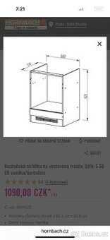 Kuchyňská skříňka na vestavnou troubu Sofie S 60 ER vanilka/ - 1