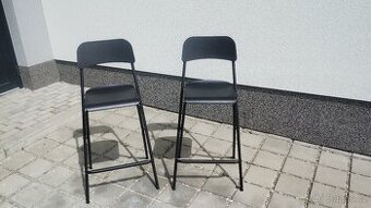 2x Barová stolička s opěrkou, skládací, černá - 1