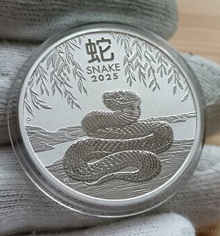 Stříbrná mince 1oz 31,1g čistého stříbra 2025 Rok Hada
