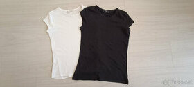 Bílé a černé dívčí tričko - vel. 146