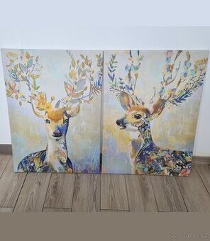 Obrazy Ikea barevný sob, 50x70 cm