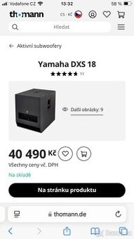 Yamaha DXS 18” aktivní subwoofer