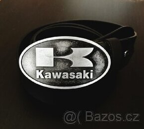 Luxusní kožený opasek s přezkou KAWASAKI - nový, nepoužitý - 1