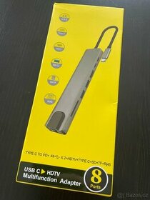 USB-C hub 8 in 1 (HDMI, PowerDelivery, LAN, USB 3.1, SD/TF)
