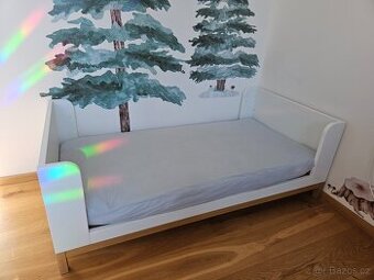 Skandinávská dětská postýlka Tchibo, nová. bílá/dřevo, 144 x