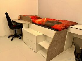 Dětská postel se šuplíky a psacím stolem - 1