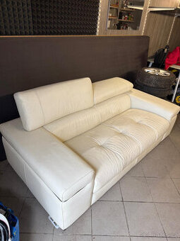 BÍLÁ KOŽENÁ POHOVKA NATUZZI - 200x100