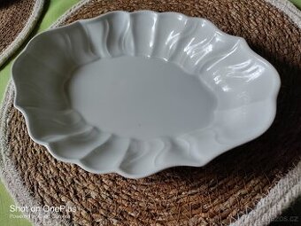 Oválná vlnitá mísa/tác Míšeň-značeno mečíky