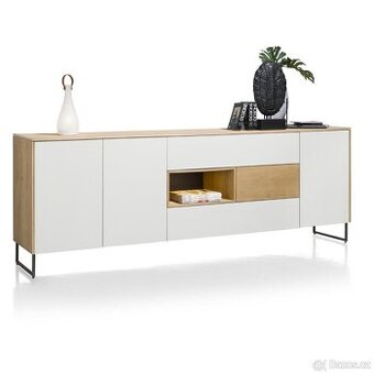 Masivní komoda Darwin 240 cm – akácie / bílá