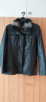 kožená podzimní bunda s umělým límcem vel. 42