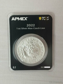 Investiční stříbro: 1 oz mince Český lev 2022 Apmex PCGS