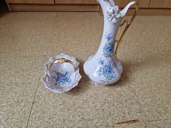 Růžová porcelán s pomněnkami - 1