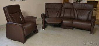 Kožená sedací souprava 3+1, elektr.polohování. TOP.