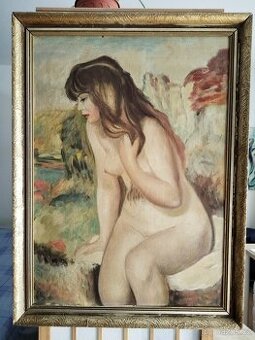 obraz NAHÁ DÍVKA, akt, olej, nesignováno