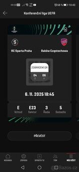 Sparta vs. Rakow - listek za 500kc na sezeni (protilehla)