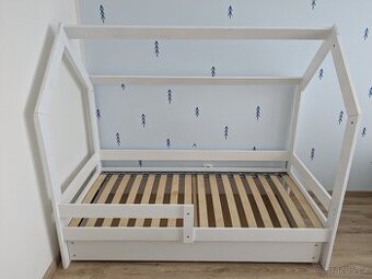 Bílá postel domeček se spodním šuplíkem 80x160cm