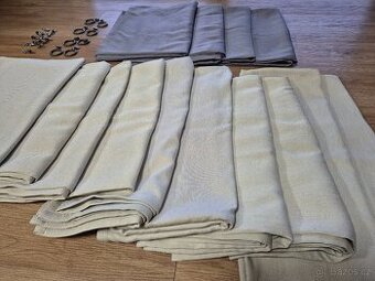 Zatemňovací závěsy IKEA béžové + šedé s proužky