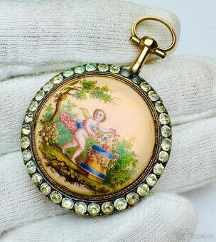 NÁDHERNÉ 18K CELO ZLATÉ PÁNSKÉ ŠPINDLOVKY SE SMALTEM V TOP S