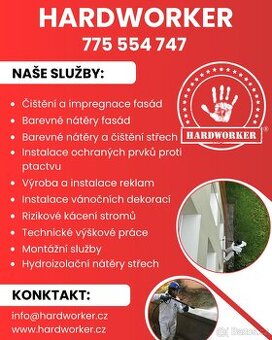 Čištění, nátěry fasád, střech, výškové práce, mytí oken