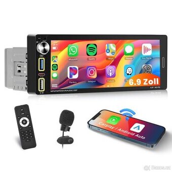 Jednoduché 1DIN 6,9 palcové autorádio Apple CarPlay - 1