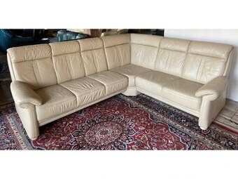 Luxusní rohová kožená sedací souprava, cappucino,1762