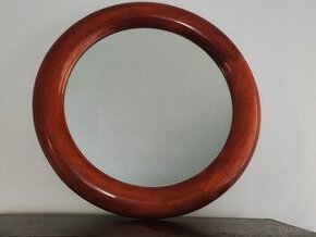 Starožitné dřevěné kruhové zrcadlo na stěnu