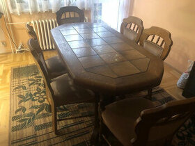 Holandský nábytek jídelní stůl + 6 židlí - 1