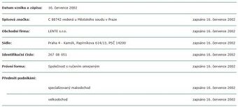 Obchodní podíl ve výši 100 % s vkladem 200.000,- Kč