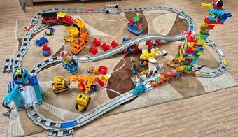 velký set LEGO DUPLO – vlaky, stavba, zvířata, věž, loď atd.