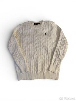 Polo Ralph Lauren bílý bavlněný svetr, vel. M – jako nový