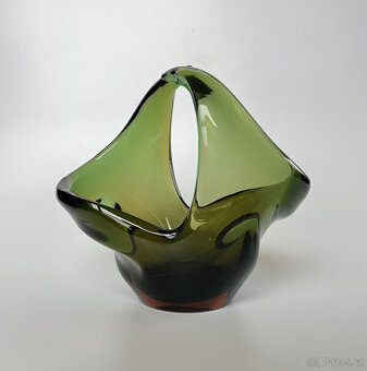 Košík Elegance zelené hutní sklo, Milena Velíšková