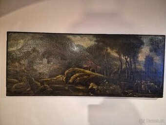 Významná barokní SUPRAPORTA – 18. století – Krajina s archit