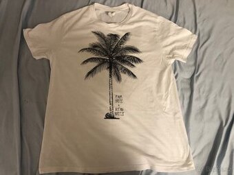Dámské bílé tričko s palmou z bio bavlny - velikost S