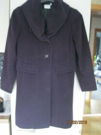 Vlněný kabát tmavě fialový