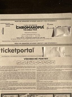 Prodám vstupenky na Tyler The Creator Chromakopia
