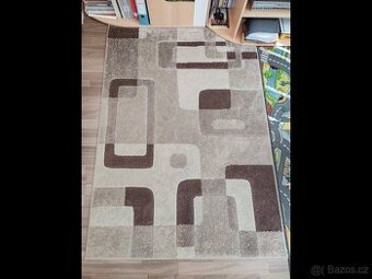 Kusový koberec – 120x170cm, hnědo-béžový, moderní vzory