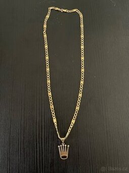 Prodám zlatý řetízek 14k – 50 cm, 6,85 g – s přívěskem Rolex