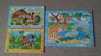 Puzzle s rámečkem pro děti 3+ a 4+ (zvířata,krtek)
