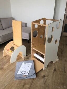 Učící věž Leea + skluzavka/magnetická tabule, a další doplňk