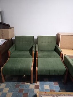 sedací souprava - gauč, 2 křesla a 2 taburety