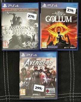 Hry na PS 4 (Gollum, AC III remasted, Avengers)