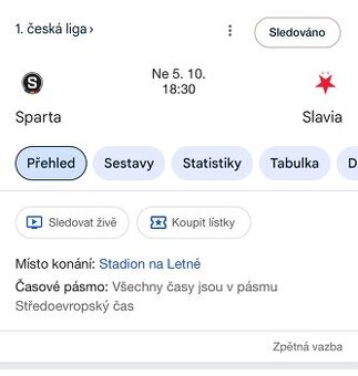 Koupím dvě vedle sebe, na derby Sparta Slavie,