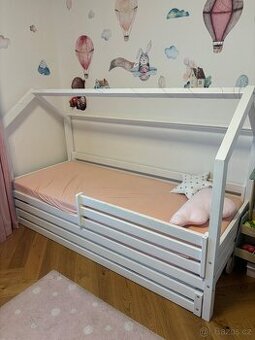 Elis design domečková postel s přistýlkou premium bílá